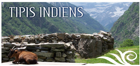 Tipis indiens avec vue sur le Pic Long...